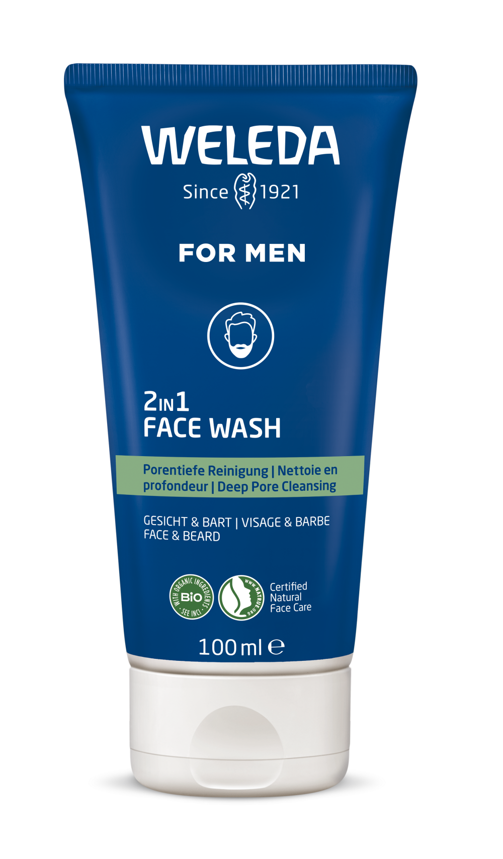 Weleda Men 2 en 1 gel limpiador para rostro y barba 100 mililitros