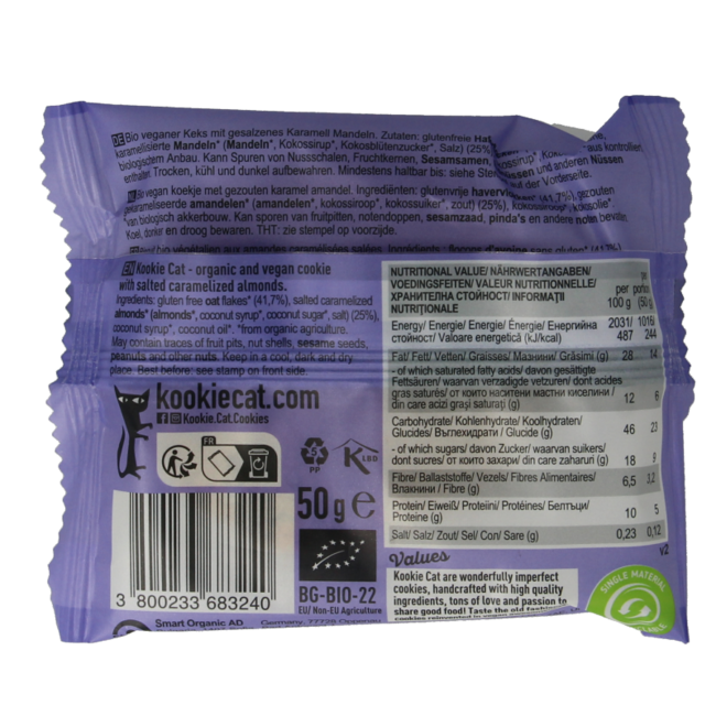 Kookie Cat Caramel salé & amandes bio 50 g