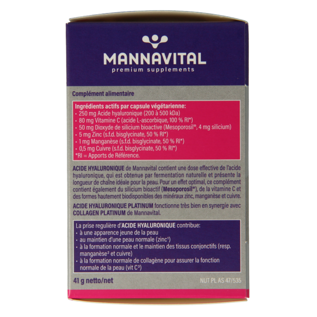 Mannavital Hyaluronic Acid Platinum 60 Capsules