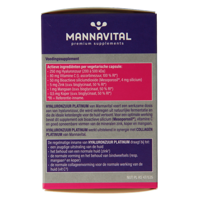 Mannavital Acide Hyaluronique Platinum 60 Gélules