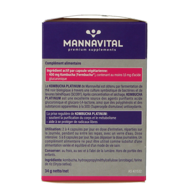 Mannavital Kombucha platinum 60 kapsułek wegetariańskich