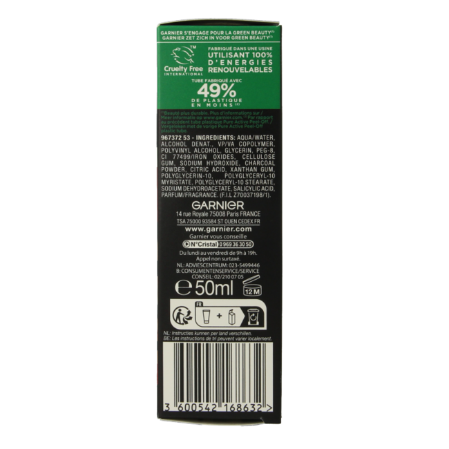 Garnier Pure Active mascarilla peel-off de carbón 50 mililitros