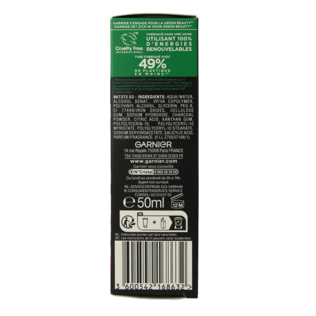 Garnier Pure Active peel-off mask charcoal 50 Millilitre