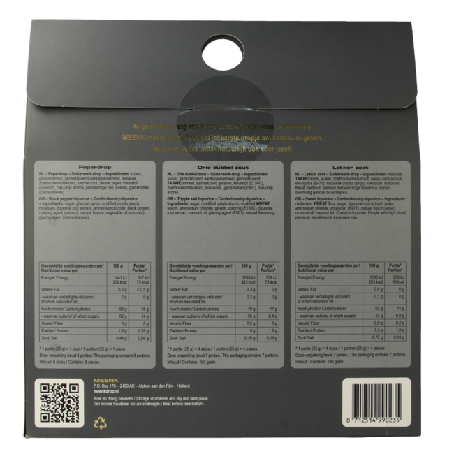 Regalo Meenk de Regaliz Dulce, Salado y Picante, 1 Unidad