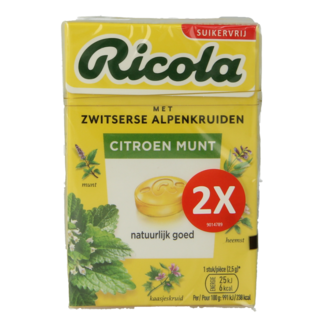 Ricola Ricola Citroen munt suikervrij duopak 100 Gram