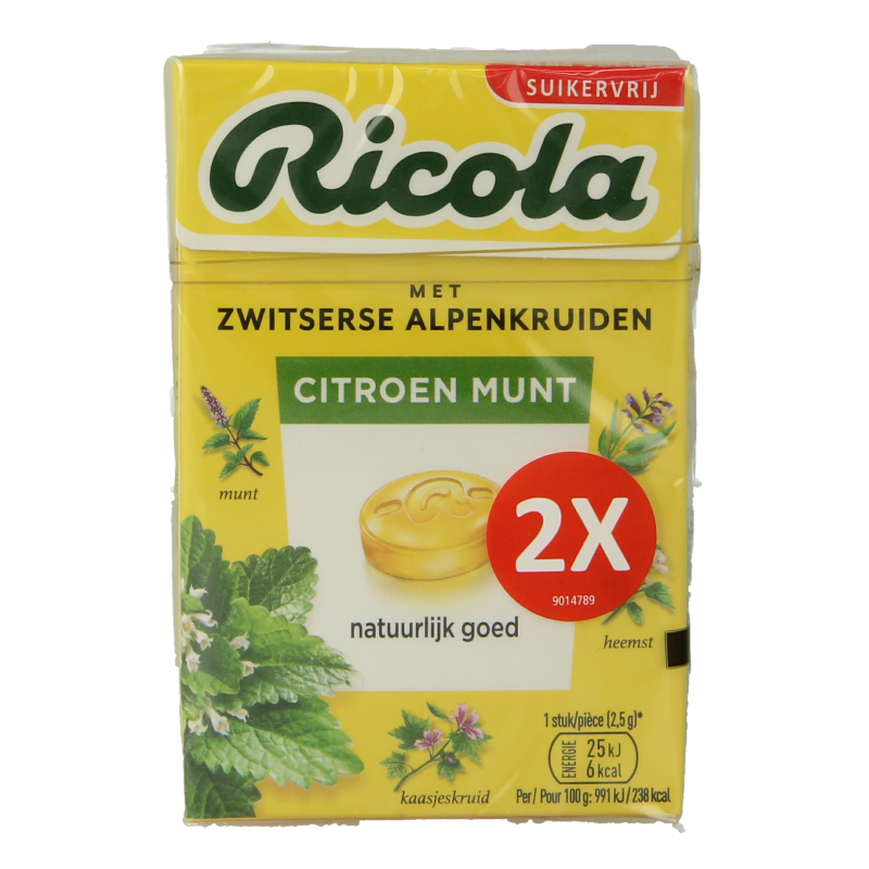 Ricola Limón menta sin azúcar dúo pack 100 gramos