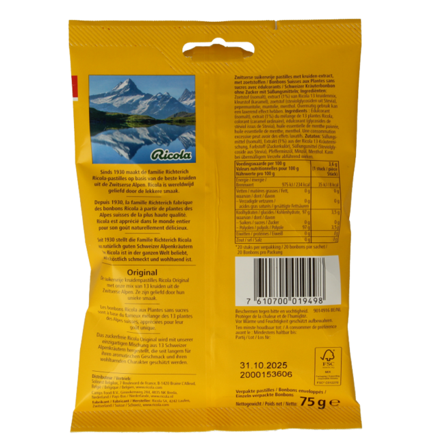 Ricola Original sugar-free 75 Gram
