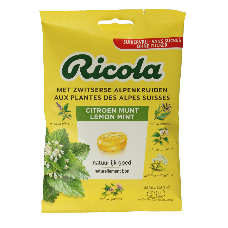 Ricola Limón menta sin azúcar 75 gramos