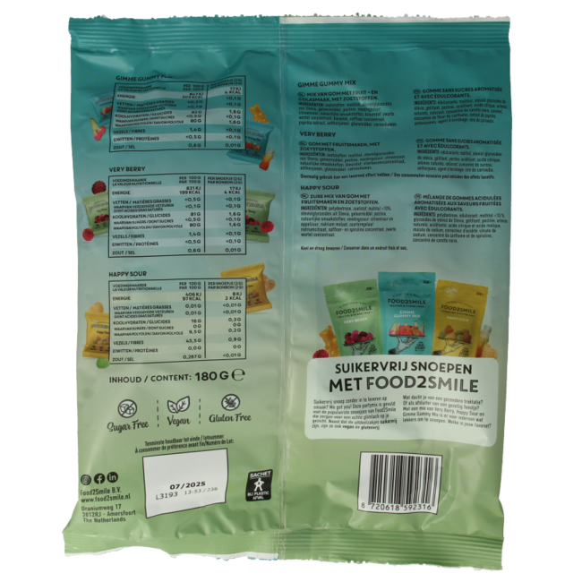 Food2Smile Party mix uitdeelzak 9 zakjes 180 Gram