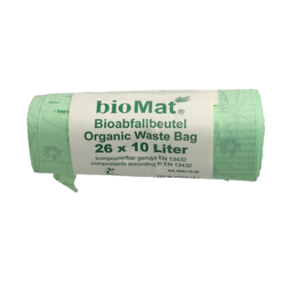 Biomat Sacs poubelle compostables Biomat 10 litres avec poignées - 26 pièces