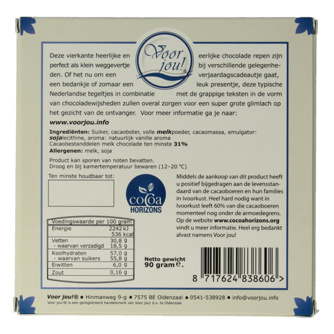 Tavoletta Augurale Voor Jou! Delftsblauw Natale merry kissmas 90 Grammi