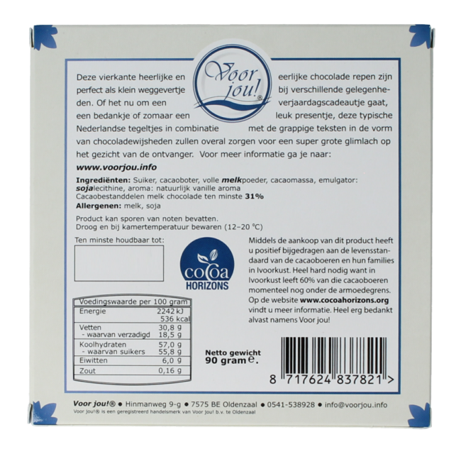 Voor Jou! Wish Bar Delft Blue just because 90 Gram