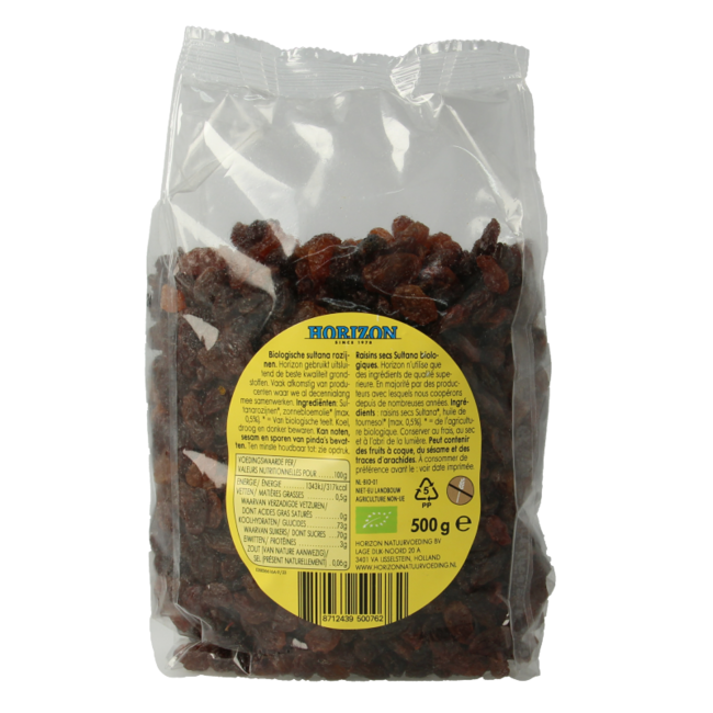 Organic sultana raisins 500 Gram