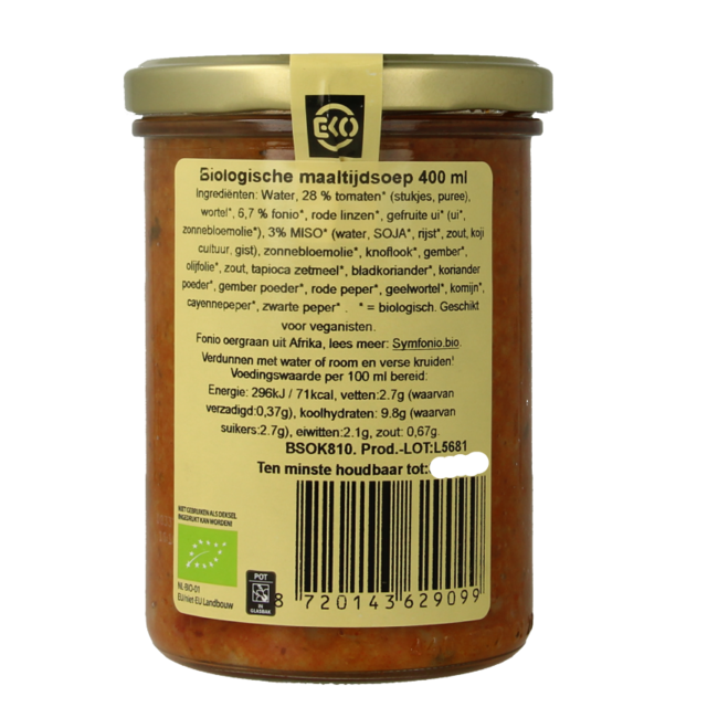 Kleinstesoepfabriek Organic African Meal Soup with Fonio and Miso 400ml