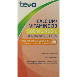 Teva Calcium / vitamine D 500mg / 400 UI 90 Comprimés à croquer