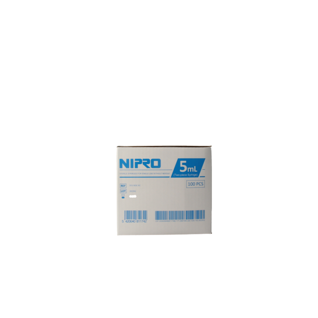 Siringa Nipro 2 pezzi 5ml luer slip eccentrico 100 Pezzi
