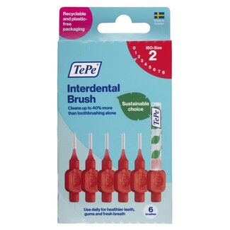 TePe Brossettes interdentaires TePe Original rouges, 0,5 mm, taille 2, 6 pièces