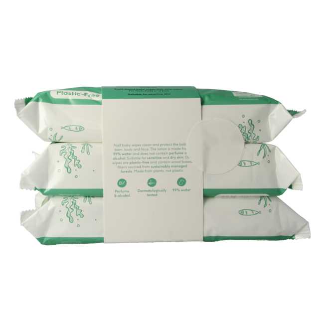 Toallitas para bebés y niños sin plástico Naïf - Pack de 3 unidades