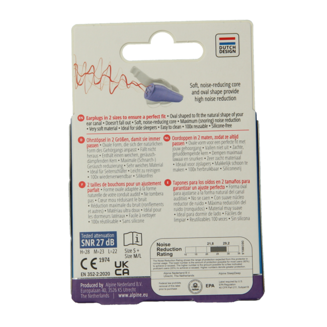 SleepDeep earplugs multi-size pack 2 pairs