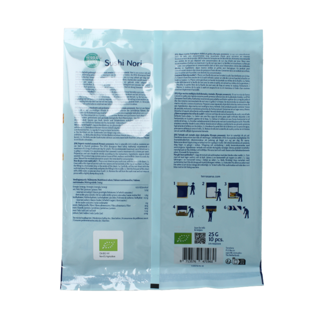 TerraSana Nori do sushi, prażone, bio, 25 gramów