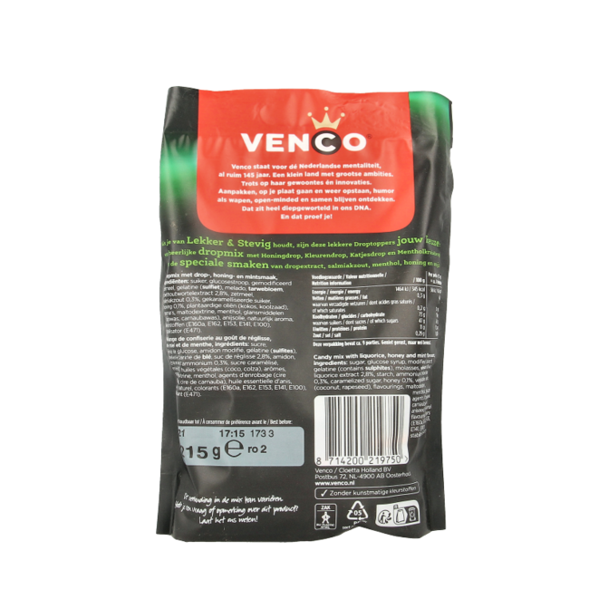 Venco Droptoppers regaliz firme 215 g