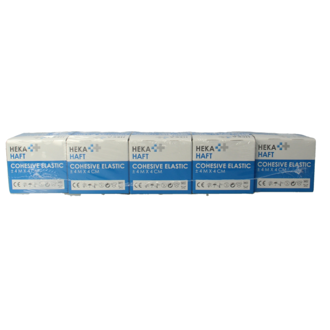 Bande cohésive Hekahaft 4 m x 4 cm, 5 rouleaux