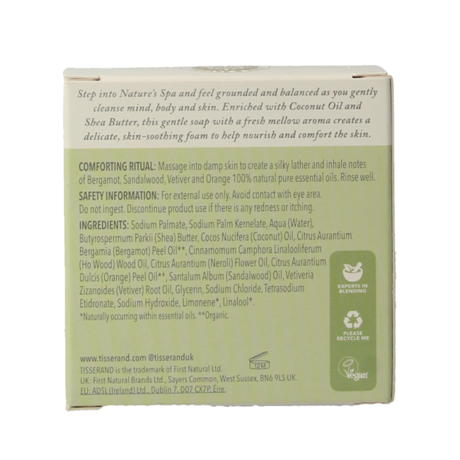 Tisserand Zeep bergamot & sandelhout 100 Gram