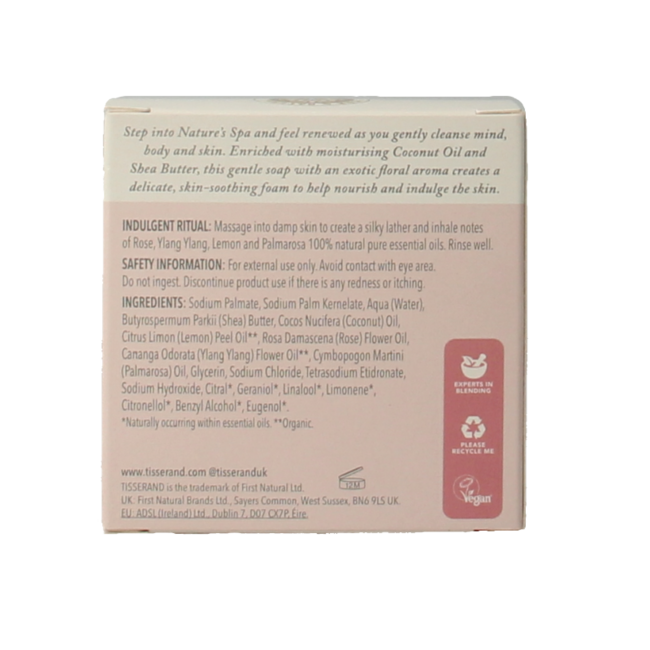 Jabón Tisserand rosa y ylang ylang 100 g