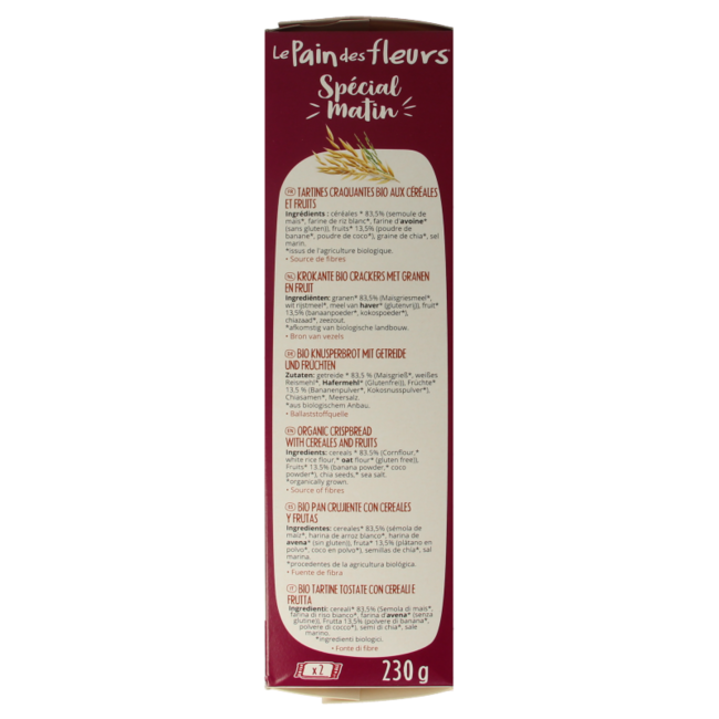 Pain Des Fleurs Special matin muesli breakfast crackers organic 230 Gram