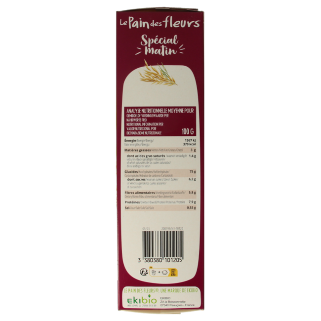 Pain Des Fleurs Special matin muesli breakfast crackers organic 230 Gram