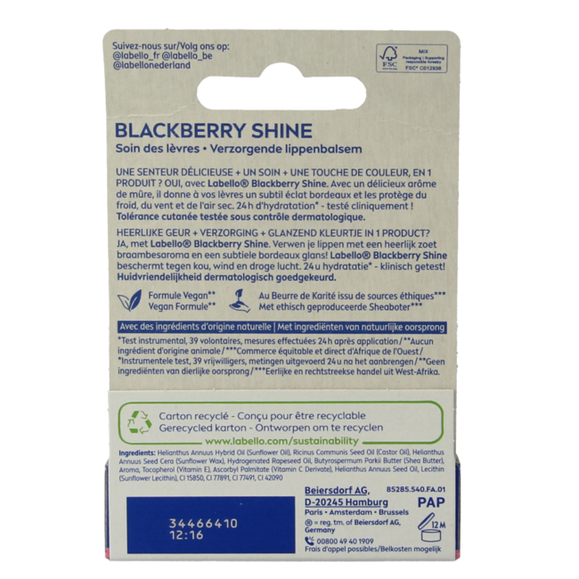 Labello Fruity Shine Blackberry 4,8 Gramm