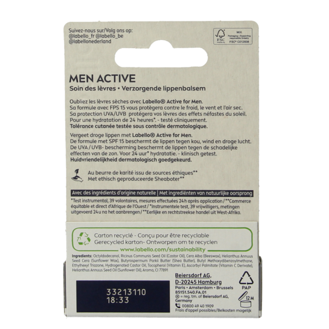 Labello Men Active Blister LSF15 4,8 Gramm