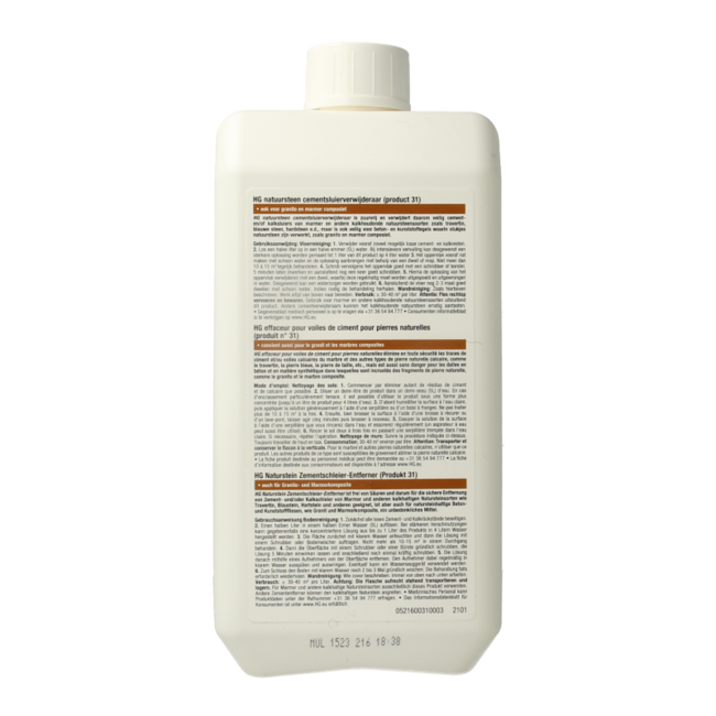 HG Eliminador de velo de cemento para piedra natural 1 Litro