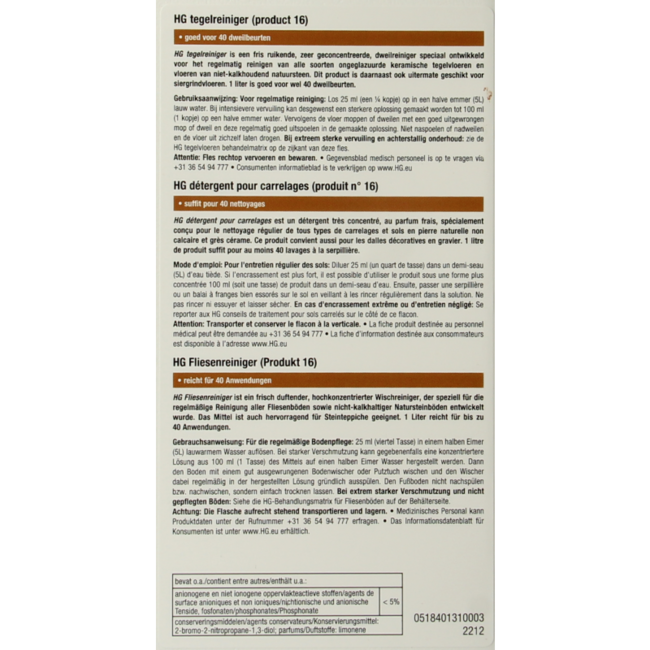 Detergente per Piastrelle HG 1 Litro