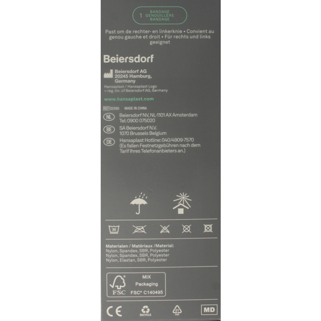 Adjustable sports knee bandage, 1 piece