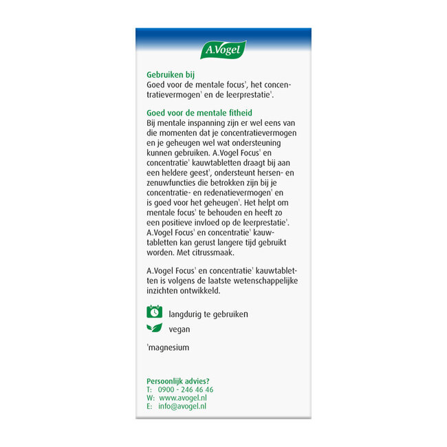 A.Vogel Focus & Concentration 28 Chewable Tablets