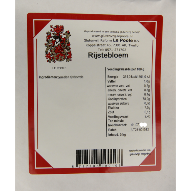 Le Poole Rice flour white 5 Kilogram