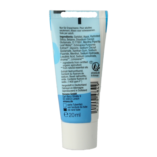 Alviana Zahnpasta mit Minze Mini 20 ml