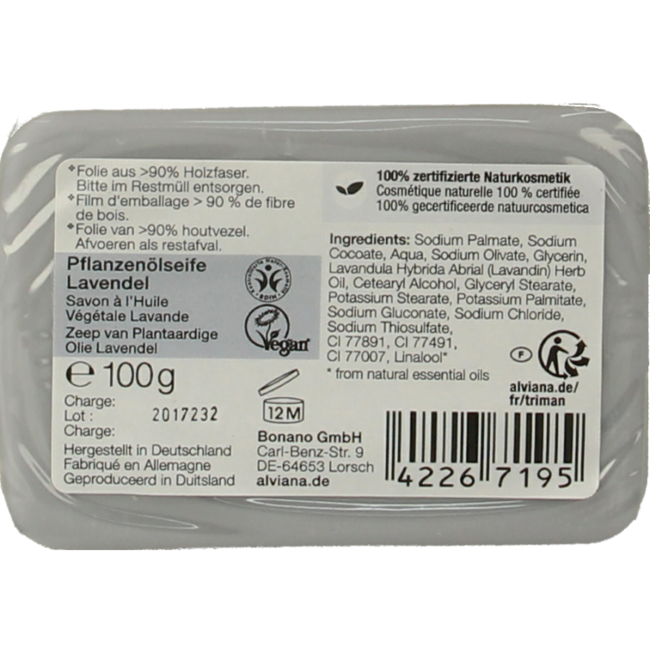 Alviana Lavendelzeep  100 Gram