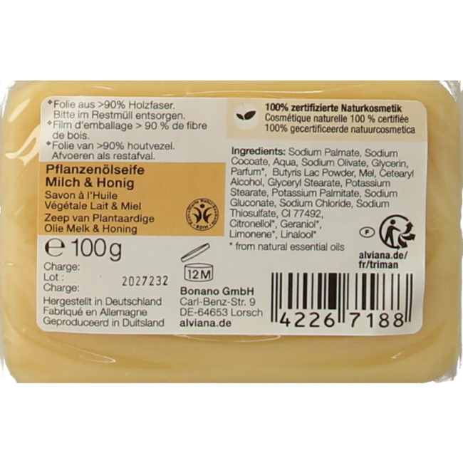Milk & honey soap 100 Gram