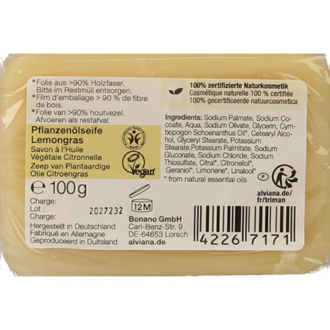 Mydło Alviana z Trawą Cytrynową 100 Gram