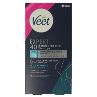 Veet Strisce Depilatorie a Freddo Veet Expert per Gambe Pelli Sensibili, 40 Pezzi