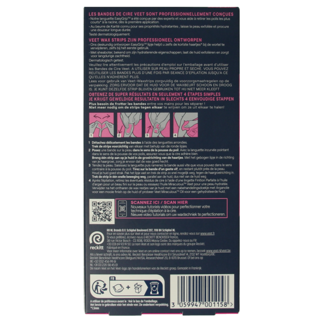 Veet Expert bandas de cera fría para piernas piel normal 20 unidades