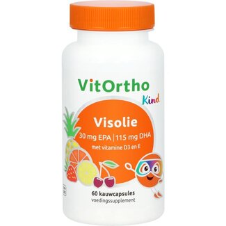 VitOrtho Aceite de pescado 30 mg EPA DHA cápsulas masticables para niños 60 cápsulas