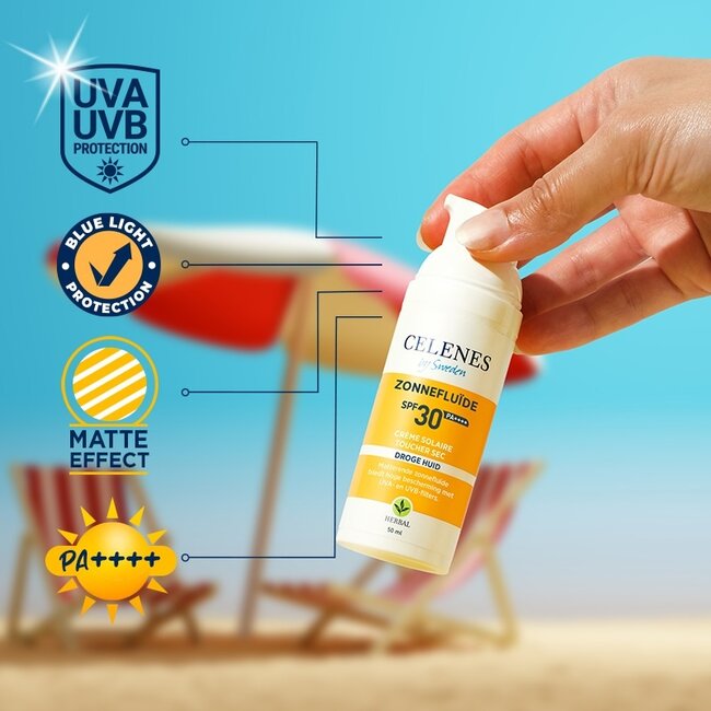Celenes Herbal suchy fluid do opalania SPF30+ 50 mililitrów
