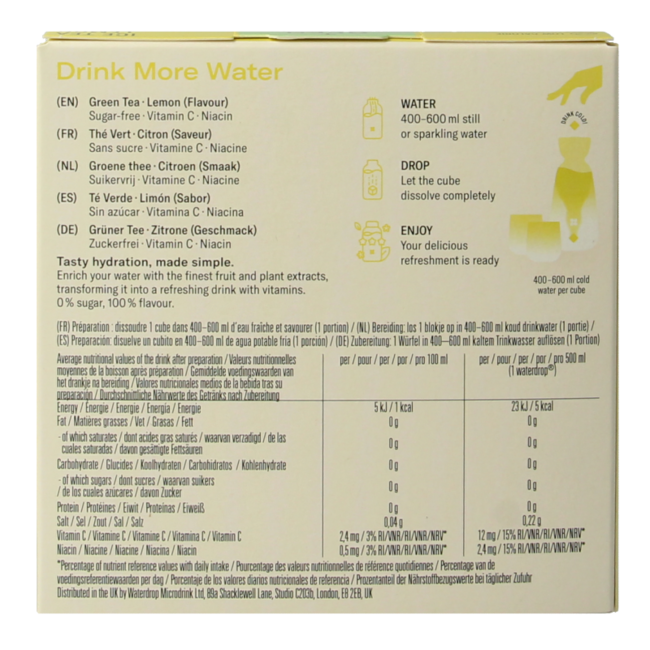 Waterdrop Microdrink Ice Tea Lemon Effervescent Tablets 12 Pieces