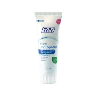 TePe TePe Pure Zahnpasta bei Mundtrockenheit ohne Geschmack 75 Milliliter