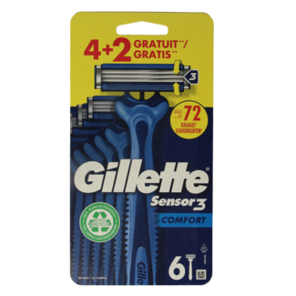 Gillette Rasoirs jetables Gillette Sensor 3 Comfort, 6 unités