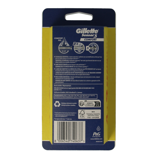 Gillette Sensor 3 Comfort maquinillas desechables 6 unidades