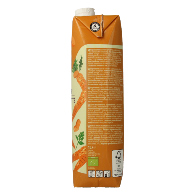 Jus de carotte bio 1 litre